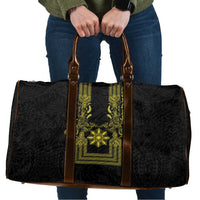 Philippines Barong Style Travel Bag with Polynesian Art and Leaf Motif Black-Gold Color