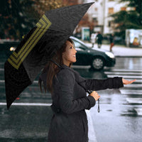 Philippines Barong Style Umbrella with Polynesian Art and Leaf Motif Black-Gold Color