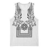 Philippines Barong Style Basketball Jersey with Polynesian Art and Leaf Motif Black-White Color