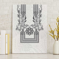 Philippines Barong Style Canvas Wall Art with Polynesian Art and Leaf Motif Black-White Color