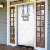 Philippines Barong Style Door Cover with Polynesian Art and Leaf Motif Black-White Color
