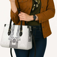 Philippines Barong Style Leather Bag with Polynesian Art and Leaf Motif Black-White Color