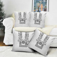 Philippines Barong Style Pillow Cover with Polynesian Art and Leaf Motif Black-White Color