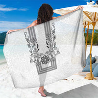 Philippines Barong Style Sarong with Polynesian Art and Leaf Motif Black-White Color