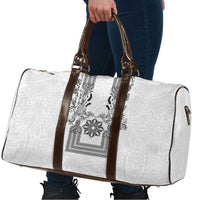 Philippines Barong Style Travel Bag with Polynesian Art and Leaf Motif Black-White Color