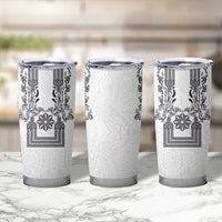 Philippines Barong Style Tumbler Cup with Polynesian Art and Leaf Motif Black-White Color