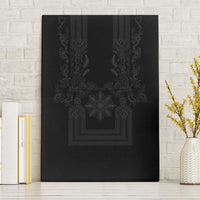 Philippines Barong Style Canvas Wall Art with Polynesian Art and Leaf Motif Black Color