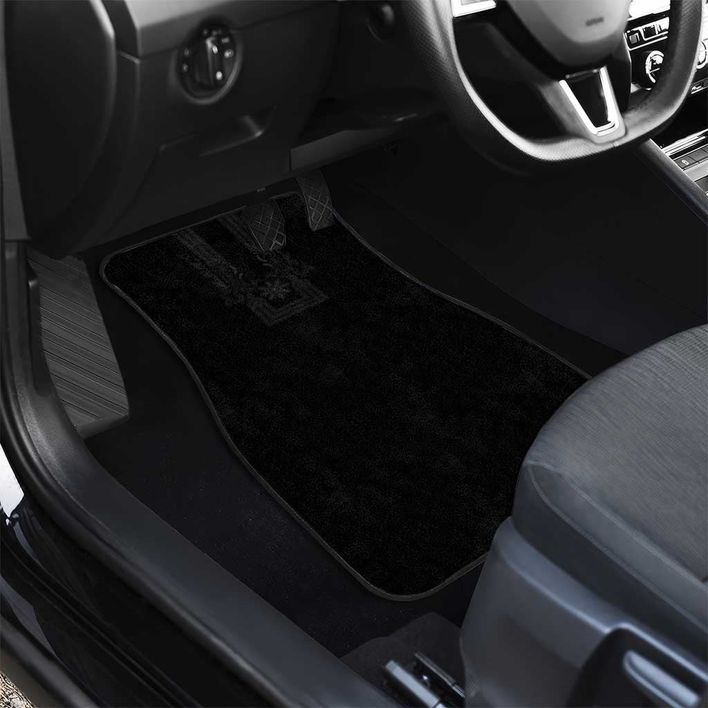 Philippines Barong Style Car Mats with Polynesian Art and Leaf Motif Black Color