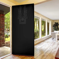 Philippines Barong Style Door Cover with Polynesian Art and Leaf Motif Black Color