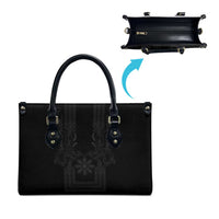 Philippines Barong Style Leather Bag with Polynesian Art and Leaf Motif Black Color
