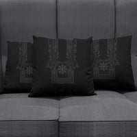 Philippines Barong Style Pillow Cover with Polynesian Art and Leaf Motif Black Color