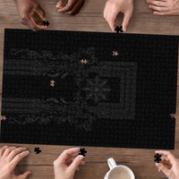 Philippines Barong Style Puzzle with Polynesian Art and Leaf Motif Black Color