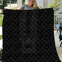Philippines Barong Style Quilt with Polynesian Art and Leaf Motif Black Color