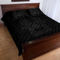Philippines Barong Style Quilt Bed Set with Polynesian Art and Leaf Motif Black Color