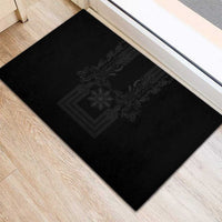 Philippines Barong Style Rubber Doormat with Polynesian Art and Leaf Motif Black Color