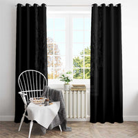 Philippines Barong Style Window Curtain with Polynesian Art and Leaf Motif Black Color