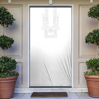 Philippines Barong Style Door Cover with Polynesian Art and Leaf Motif White Color