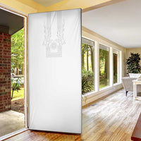 Philippines Barong Style Door Cover with Polynesian Art and Leaf Motif White Color