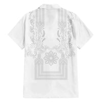 Philippines Barong Style Family Matching Puletasi and Hawaiian Shirt with Polynesian Art and Leaf Motif White Color LT03 - Polynesian Pride