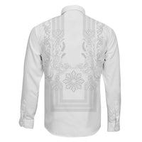 Philippines Barong Style Family Matching Summer Maxi Dress and Hawaiian Shirt with Polynesian Art and Leaf Motif White Color LT03 - Polynesian Pride
