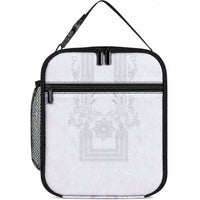 Philippines Barong Style Lunch Bag with Polynesian Art and Leaf Motif White Color