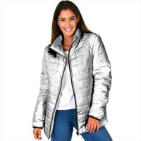 Philippines Barong Style Padded Jacket with Polynesian Art and Leaf Motif White Color