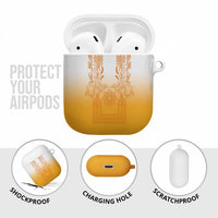Philippines Barong Style AirPods Case with Polynesian Art and Leaf Motif Yellow Color