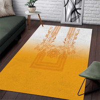 Philippines Barong Style Area Rug with Polynesian Art and Leaf Motif Yellow Color
