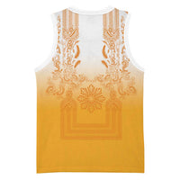 Philippines Barong Style Basketball Jersey with Polynesian Art and Leaf Motif Yellow Color