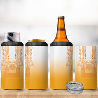 Philippines Barong Style 4 in 1 Can Cooler Tumbler with Polynesian Art and Leaf Motif Yellow Color