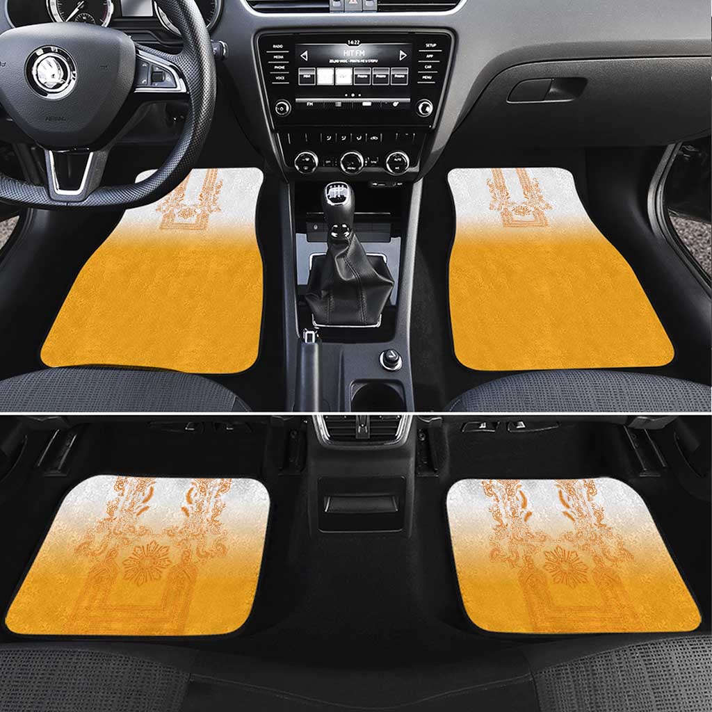 Philippines Barong Style Car Mats with Polynesian Art and Leaf Motif Yellow Color