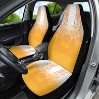 Philippines Barong Style Car Seat Cover with Polynesian Art and Leaf Motif Yellow Color