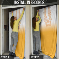 Philippines Barong Style Door Cover with Polynesian Art and Leaf Motif Yellow Color