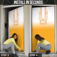 Philippines Barong Style Door Cover with Polynesian Art and Leaf Motif Yellow Color