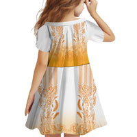 Philippines Barong Style Family Matching Tank Maxi Dress and Hawaiian Shirt with Polynesian Art and Leaf Motif Yellow Color LT03 - Polynesian Pride