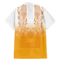 Philippines Barong Style Family Matching Tank Maxi Dress and Hawaiian Shirt with Polynesian Art and Leaf Motif Yellow Color LT03 - Polynesian Pride