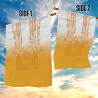 Philippines Barong Style Garden Flag with Polynesian Art and Leaf Motif Yellow Color