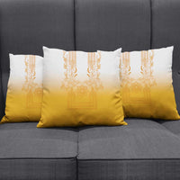 Philippines Barong Style Pillow Cover with Polynesian Art and Leaf Motif Yellow Color