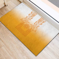 Philippines Barong Style Rubber Doormat with Polynesian Art and Leaf Motif Yellow Color