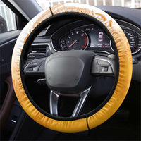 Philippines Barong Style Steering Wheel Cover with Polynesian Art and Leaf Motif Yellow Color
