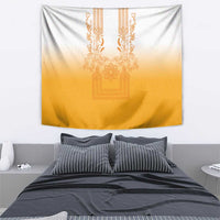 Philippines Barong Style Tapestry with Polynesian Art and Leaf Motif Yellow Color