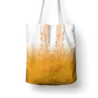 Philippines Barong Style Tote Bag with Polynesian Art and Leaf Motif Yellow Color