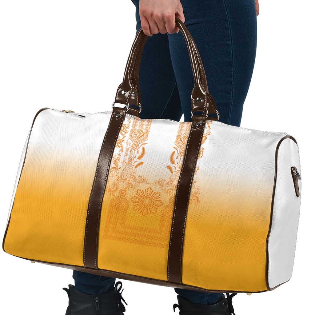 Philippines Barong Style Travel Bag with Polynesian Art and Leaf Motif Yellow Color