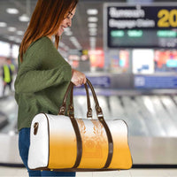 Philippines Barong Style Travel Bag with Polynesian Art and Leaf Motif Yellow Color