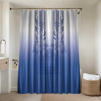 Philippines Barong Style Bathroom Set with Polynesian Art and Leaf Motif Blue Color