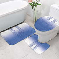 Philippines Barong Style Bathroom Set with Polynesian Art and Leaf Motif Blue Color