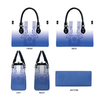 Philippines Barong Style Leather Bag with Polynesian Art and Leaf Motif Blue Color