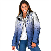 Philippines Barong Style Padded Jacket with Polynesian Art and Leaf Motif Blue Color