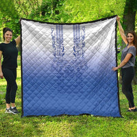 Philippines Barong Style Quilt with Polynesian Art and Leaf Motif Blue Color