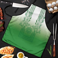 Philippines Barong Style Apron with Polynesian Art and Leaf Motif Green Color